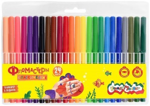 Фломастеры Каляка-Маляка классические 24 цв. кругл. корп. легкосмываемые круглая блист. упак.