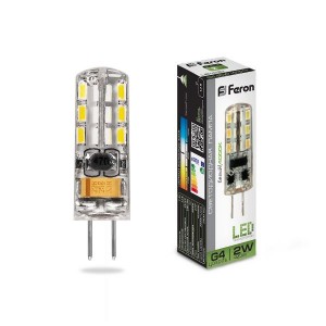 Feron G4 12V 2W(160lm) 4000K 4K прозрачная 36x10 LB-420 25448