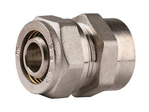 Соединитель ЗУБР с внутренней резьбой, цанга-гайка, 1/2"х20х2,0 мм, никель