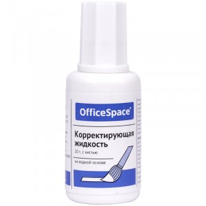 Корректирующая жидкость OfficeSpace, 20мл, водная, с кистью(10!) цена за шт.