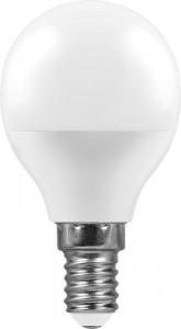Feron шар G45 E14 7W(600lm) 6400K 6K матовая 82x45, LB-95 25480