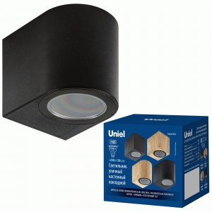 Uniel св-к св/д уличный накладной под лампу GU10 6W IP65 68x75x92 черный UUL-P51A 6W/GU10 IP65 BLACK