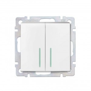 Smartbuy Нептун мех. выкл. СУ 2-клавишный с индикатором 10А белый  (SBE-05w-10-SW2-1)