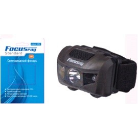 Focusray фонарь налобный 1052 (3xR03) 1W+2 красных светодиода, черный/пластик, 4 режима, BL (5 шт.)