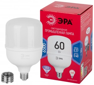ЭРА RED LINE LED лампа св/д высокомощ E27/E40 60W(5800lm) 6500K 6K  198х117 T120 POWER 63850