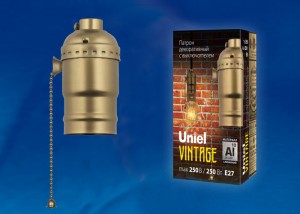 Uniel патрон винтажный LOFT E27 подвесной с выкл. алюминий, цвет бронза DLC-V-H01Z/E27 BRONZE