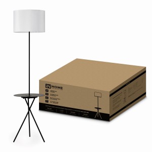 ASD/InHome св-к напольный торшер ТНО 04П-BW 60W Е27 с полкой белый 375x375x1643 9656