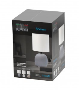 Rivoli св-к настольный Sheron 7044-501 1хE27 40W серый керамика 130х130х260 53458