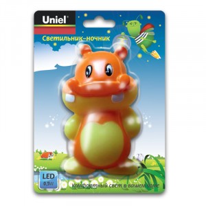 Uniel DTL-301 ночник 0.5W 3LED Бегемотик/Yellow 220V, пластик, BL