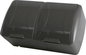 TDM Селигер роз. ОУ 2 мест. (двойная) земля IP54 16А крышка графит (5!) SQ1818-0314