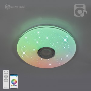 Estares св-к-люстра св/д управл. MUSIC RGB 25W(2500Lm) 2K-4K-6K 260x70 пульт ДУ белый IP20