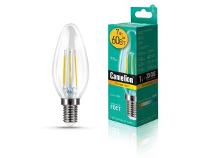 Camelion Свеча E14 7W(715lm) 3000K 2K филамент 99x35 LED7-C35-FL/830/E14 (10!)