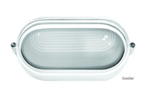Camelion 1204S C01 св-к влагозащит. баня 130° IP54 100W E27 овал реснички белый НБП 04-100-002 УХЛ1