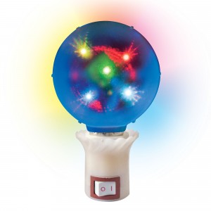 Светильник декорат. с вилкой Volpe Disco 1.5W RGB эффект 3D d=8см, 220V  ULI-Q309 1,5W/RGB