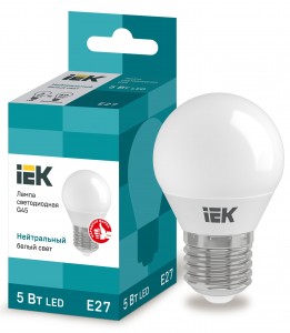 IEK шар G45 E27 5W(450lm) 4000K 4K 78x45 матов. ECO LLE-G45-5-230-40-E27