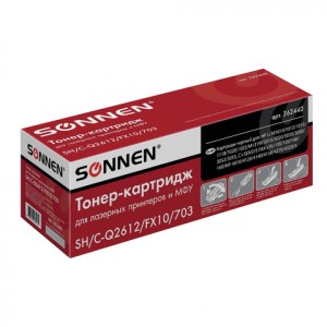 Картридж лазер. HP/CANON (Q2612/FX10/703) Laser Jet/i-SENSYS, ресурс 2000 стр., SONNEN совмест., 362