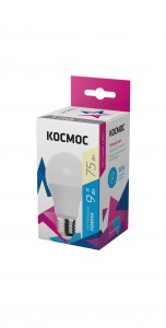 Космос ЛОН A55 E27 9W (740lm) 3000K 2K матов. 98x55 LkecLED9wA55E2730