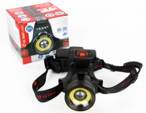Ultraflash фонарь налобный E1335 (акк.2x18650) 2св/д 4W(300lm) 250м, фокус, 4 реж, металл/черный