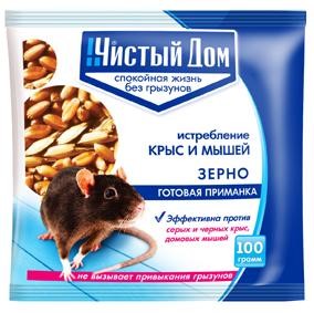 От грызунов приманка зерно 100гр. пакет Чистый дом 03-016