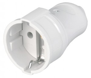IEK Штепсель 16А 250В РПп10-01-Ст (АБС-пластик, прямой, белый, земля) ERP10-16-01-K01