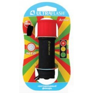 Ultraflash фонарь ручной LED15001-A (3xR03) 9св/д (40lm), красн.+черный/пластик, BL (5 шт.)