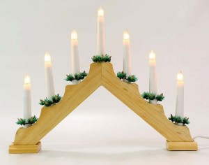 Gauss св-к св/д "Новогодняя горка"  серия Holiday 7LED свечей 0,1Wx7 тёплый свет дерево HL020