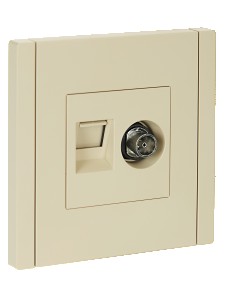 IEK FORTE&PIANO роз. СУ 2 мест. TV+RJ45 кат.5E FP436 ваниль FP-AK20-1-K10