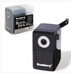 Точилка механическая BRAUBERG "BlackJack", металлический механизм, цвет чёрный, 222516