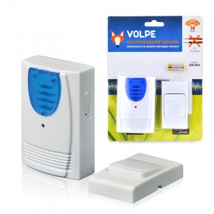 Volpe звонок беспроводной, 30м, 16 мелодий, индикатор, бел., блистер UDB-Q023 W-R1T1-16S-30M-WH