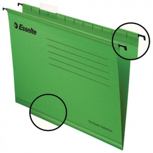 Подвесные папки А4/Foolscap (400х240 мм), до 300л., КОМПЛЕКТ 25 шт., зеленые, картон, ESSELTE "PlusF