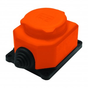 UNIVersal розетка прямая ОУ 1 гн. с загл. каучук (оранжев) 2P+E 1x16 220-240V IP44 3037 (РФ)