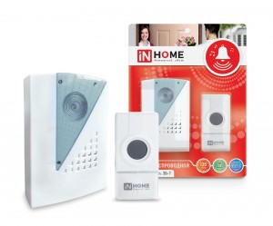 ASD/inHome ЗБ-7 звонок беспроводной цифр. 120м, 32 мелодии с кнопкой IP44 БЕЛО-СЕРЫЙ 3350