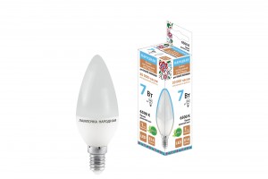 TDM Свеча  7W E14 6500K 6K FС37-7Вт-230В-6500К–E14 Народная (10!) SQ0340-1541