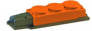 NE-AD колодка ОУ тройная 3 гн. с загл. каучук 2P+PE 1x16A 220-240V IP54 оранж 4113 (Турция)