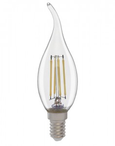 General филамент свеча на ветру E14 12W 6K 35x98 (нитевидная) прозр GLDEN-CWS-12-230-E14-6500 661004
