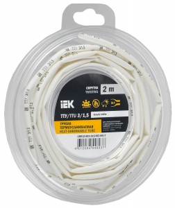 IEK термоусадка трубка ТТУ нг-LS 3/1,5 белая (2м/упак, цена за уп) ТУТ UDR12-003-D15-002-K01-T