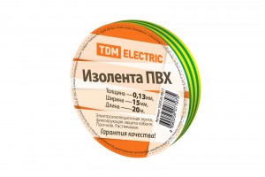 TDM Изолента ПВХ 15/20 желто-зеленая (10!) SQ0526-0017