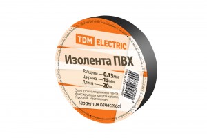 TDM Изолента ПВХ 15/20 черная (10!) SQ0526-0016