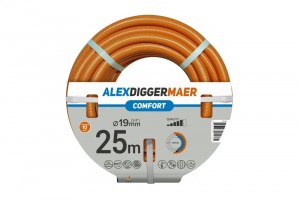 Шланг ПВХ 3/4" 19 мм, 25м, 3-сл, армир, оранж/чер.полоса,-5+60,6 АТМ,COMFORT,Alex Diggermaer,AD31925