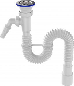 Aquant Гофросифон 1 1/2"х40/50 с отводом д/стиральной машины с нержвеющей решеткой, F303-18-MR