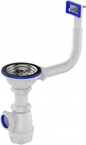 Aquant Сифон для кухни 3 1/2"х40 с метал.решеткой, с прямоугольным переливом, B0145-13-MR
