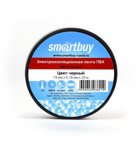 Smartbuy Изолента ПВХ 19/20 0.18х19мм, 20 метров, черная (SBE-IT-19-20-b)