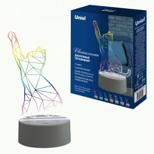 Фигура "Кошка" 3AAA (не в/к) 1 LED RGB USB кабель в/к 135x80x255 ULI-M501 RGB/3AAA Uniel