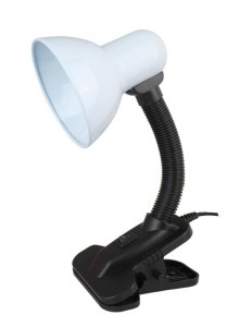 Ultraflash UF-320P C01 св-к настольный прищепка E27 60W металл/пластик белый, пакет