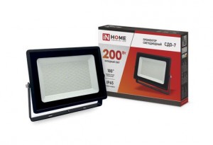 ASD/InHome прожектор св/д СДО-7 200W(15000lm) 6500K 6K 355x280x28 алюминий/черный IP65 4676