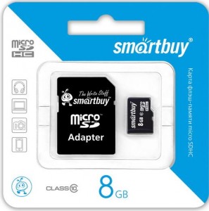 Флэш-карта (карта памяти) MicroSDHC  8GB Class10  SmartBuy с адаптером (2125)