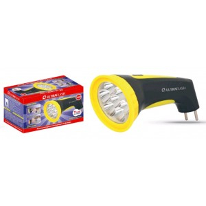Ultraflash фонарь ручной LED3807M (акк. 4V 0.5Ah) 7св/д (25lm) черн+желт/пластик, 2реж, вилка 220V (3 шт.)