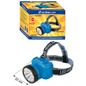 Ultraflash фонарь налобный LED5361 (акк.4V 0.8Ah) 12св/д(48lm), синий/пласт.,отражат,2 реж, з/у 220V (2 шт.)