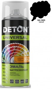 Эмаль аэрозоль 520мл акрил быстросохн. RAL9005 ЧЕРНАЯ арт.DTN-A07264 Deton Universal