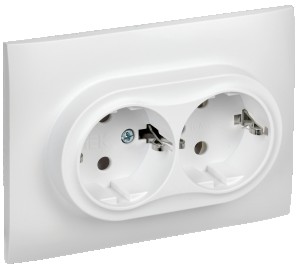 IEK SKANDY роз. СУ 2 мест. 16А (земля) аркт.бел. SK-R08W SK-R21-16-K01-F